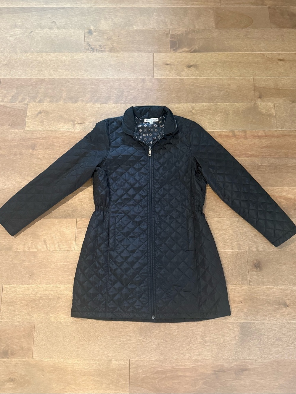 Bradford Exchange Quilted Black Long Jacket Coat Womens M